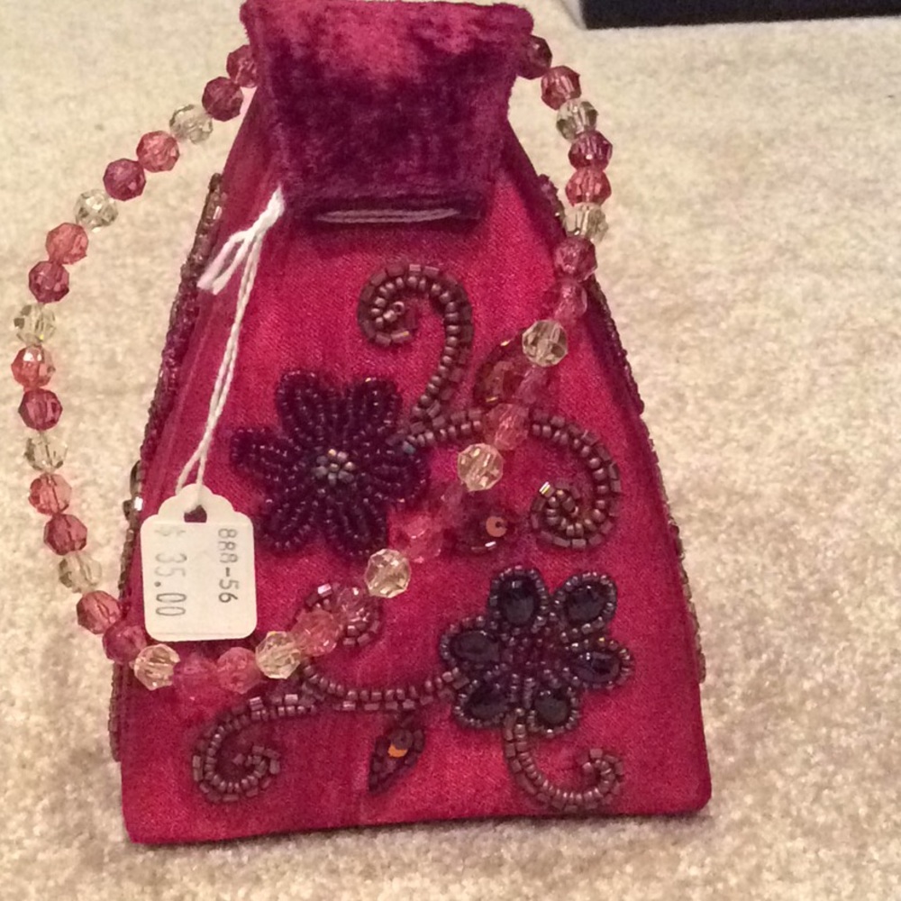 Red wine sequin And Velvet bag, Purse, small, Mini, Nwt